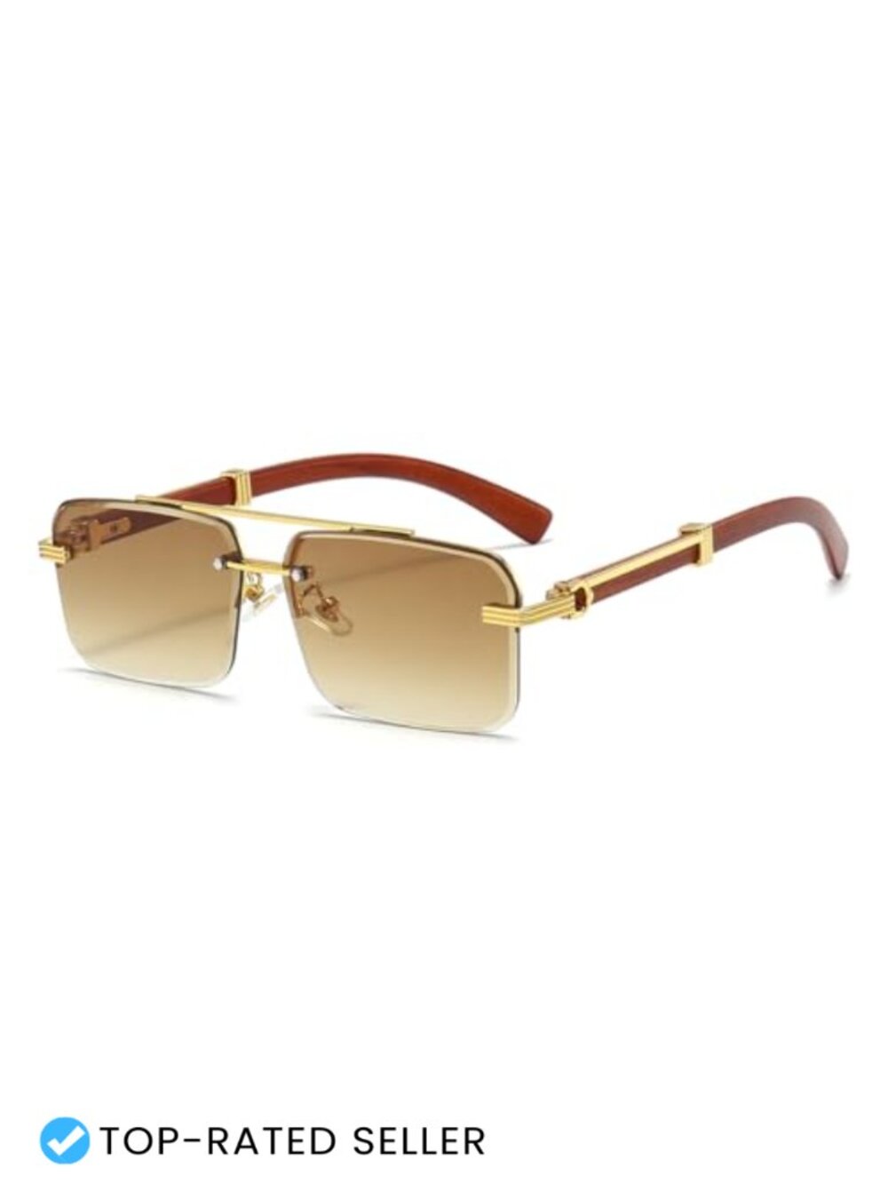 Rimless Rectangle Metal Frame Sunglasses UV400 Protection